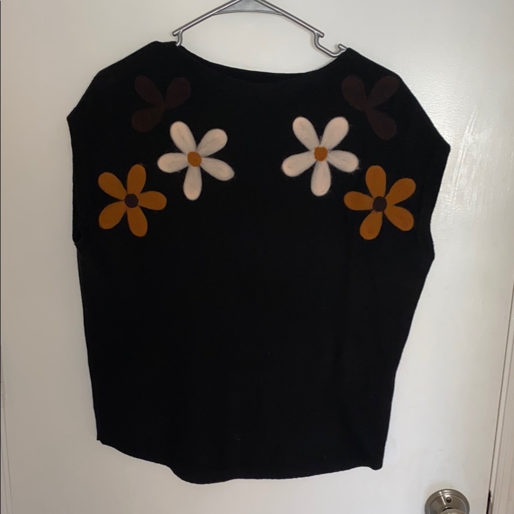 Floral Black Knit Top
